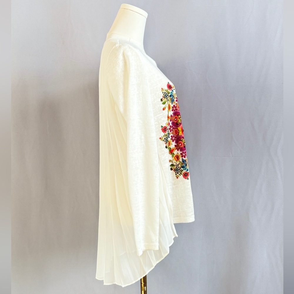 Desigual Women's White Top with Colorful Floral Design Size Small - Picture 4 of 8